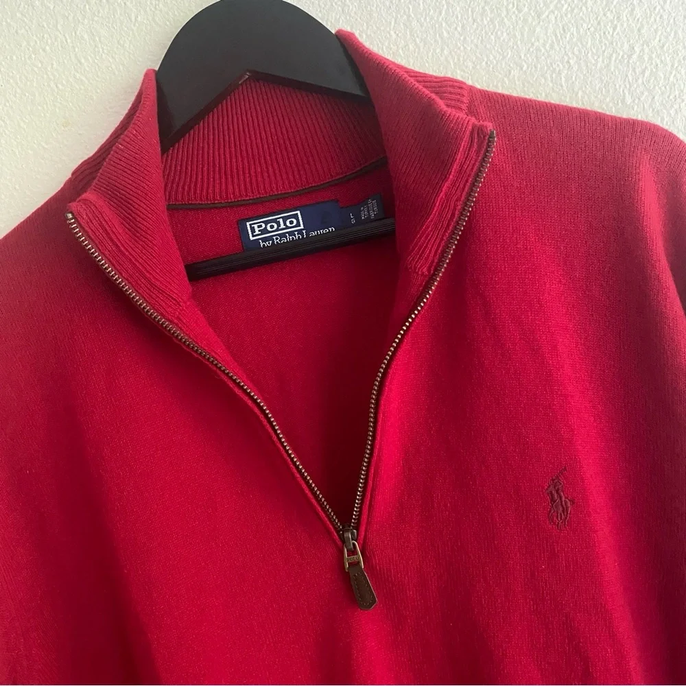 Polo Ralph Lauren 100% Wool 1/4 Zip Men L Preppy Golf Office Pony Sweatshirt Top